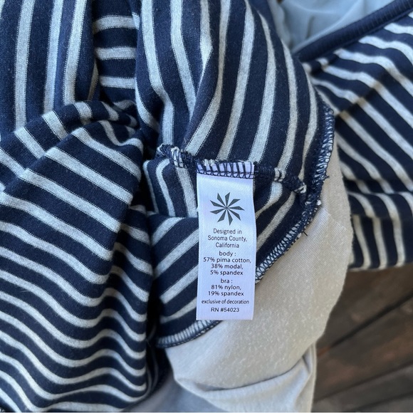 Athleta Ember Pima Cotton Striped Ruched Dress Sz MT(Medium Tall) - Picture 6 of 16